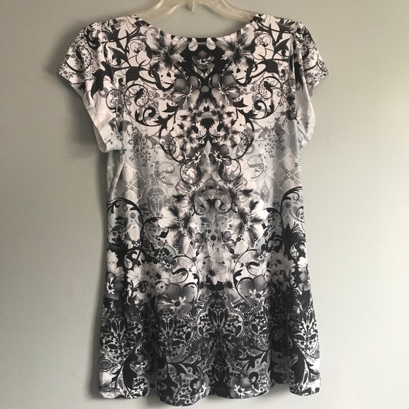 Bohemian Floral Scrollwork Blouse S - Picture 2 of 4